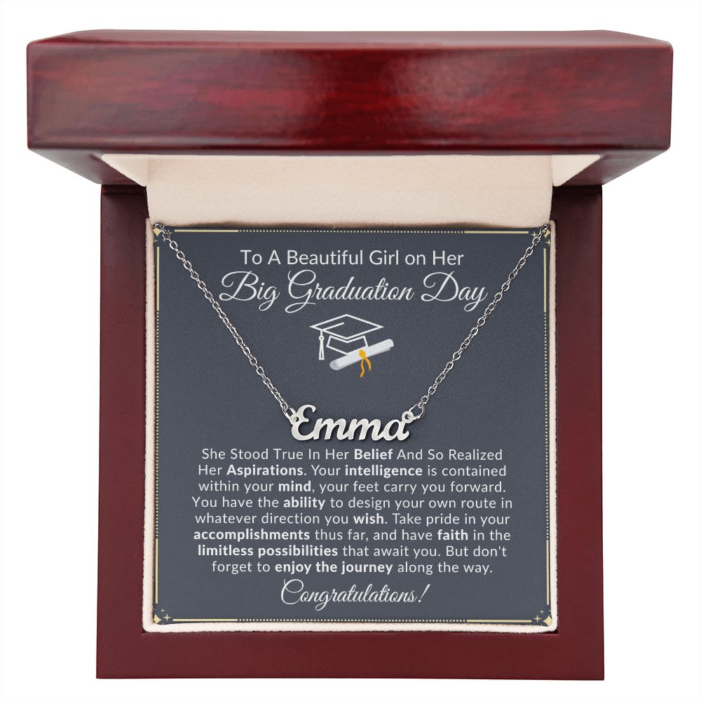 To A Beautiful Girl On Her Graduation Day - Take A Pride In Your Accomplishments - Personalized Name Necklace