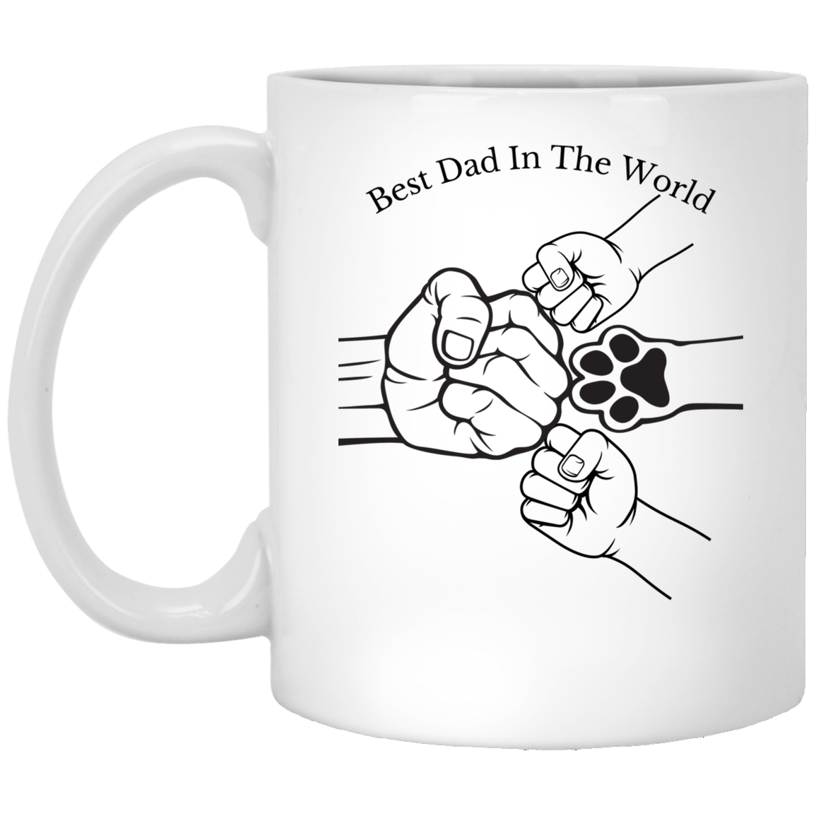 Best Dad In The World, Fist Bump With Two Kids And Pet Mug