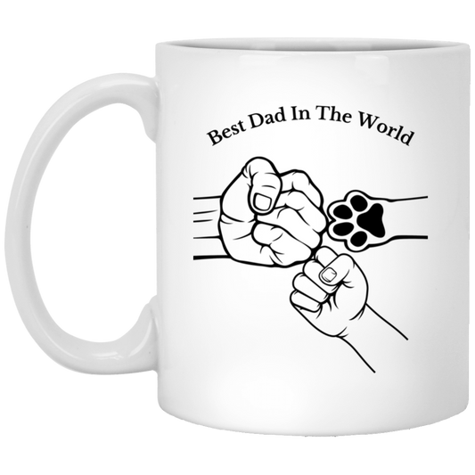 Best Dad In The World, Fist Bump With Kid And Pet Mug