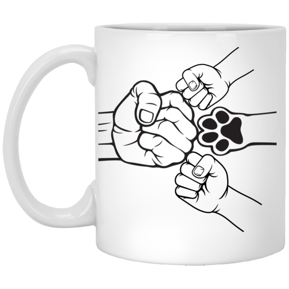 Fist Bump With Two Kids And Pet Mug