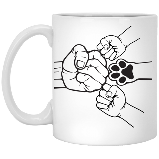 Fist Bump With Two Kids And Pet Mug