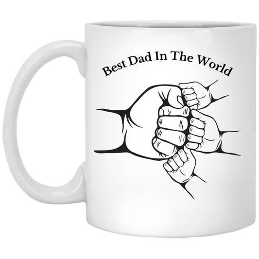 Best Dad In The World, Fist Bump With Three Kids Mug