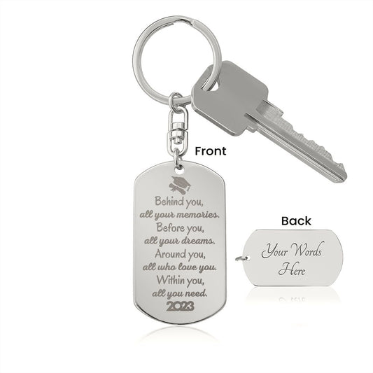 Graduation Dog Tag Keychain - Within You All You need