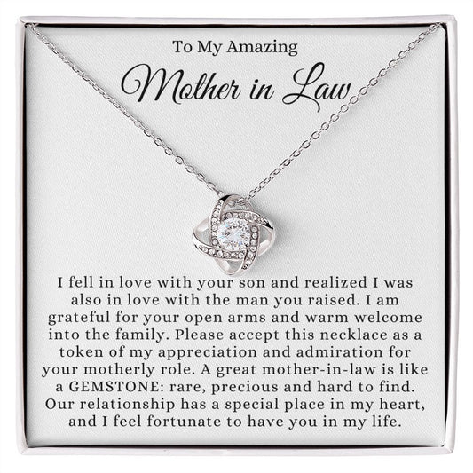 To My Amazing Mother in Law - I Feel Fortunate To Have You in My Life - Love Knot Necklace