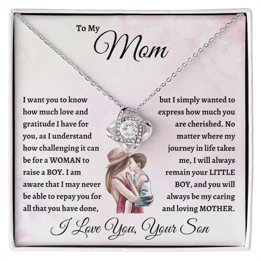 To My Mom, You Will Always Be My Loving Mother - Love Knot Necklace