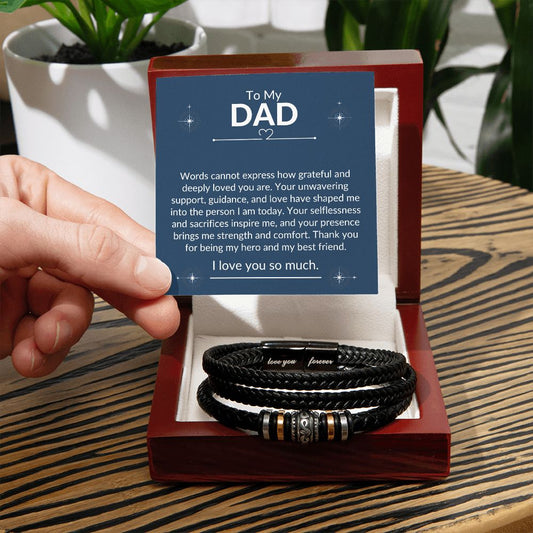To My Dad, Thank You For Being My Hero And My Best Friend - Men's "Love You Forever" Bracelet