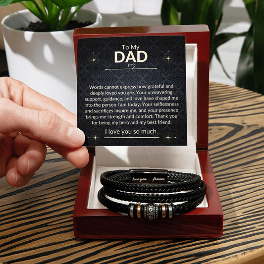 To My Dad, You Are My Hero And My Best Friend - Men's "Love You Forever" Bracelet