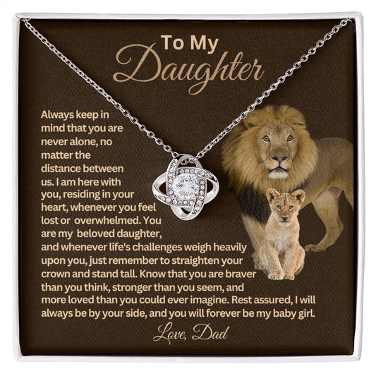 To My Daughter - I Will Always Be With You - Love Knot Necklace
