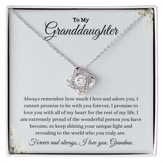 To My Granddaughter - Keep Shining - Love Knot Necklace
